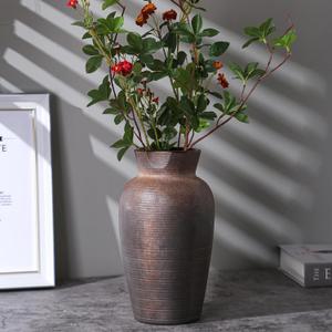 Farmhouse Vase for Home Decor, Vintage Rustic Terracotta Flower Vase Suitable for Home Decor, Living Room, Shelf, Dining Table. 10.9IN ZSHLXM (Retro-5)