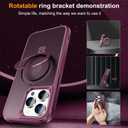 Apple iPhone 12 & 13 Pro Max Case: Invisible Magnetic O-Ring Stand Military-Grade Translucent Case - Wine Red