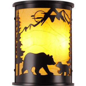 Rustic Wall Sconces, 2-Light Farmhouse Bear Wall Lamp with E12 Base, Modern Black Lighting for Bedroom, Living Room, Hallway, Stairway, Porch, Cabin