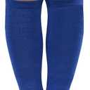 Zando Kids Soccer and Baseball Knee High Socks - Girls Cotton Long Seamless Socks for 3-12 Years (Pure Blue)