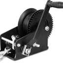 Boat Trailer Winch 3500lbs Hand Winch with 33FT(10M) Black Strap, Hardened Steel Ratio 4:1/8:1 Gear, Forward & Reverse Ratcheting Waterproof for Boat Truck Trailer ATV