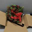 Kurala Christmas Wreath 16 Inches, with Metal Hanger, Pre-Lit Artificial Christmas Front Door Wreath Battery Operated with 40 LED Lights Christmas Decorations