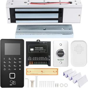 Biometric Access Control System with Fingerprint, Keypad, RFID, Infrared Exit Button, 1200lb Magnetic Lock, LCD Display, USB Download, Attendance Tracking, Timed Unlock,for Office, Store, Home