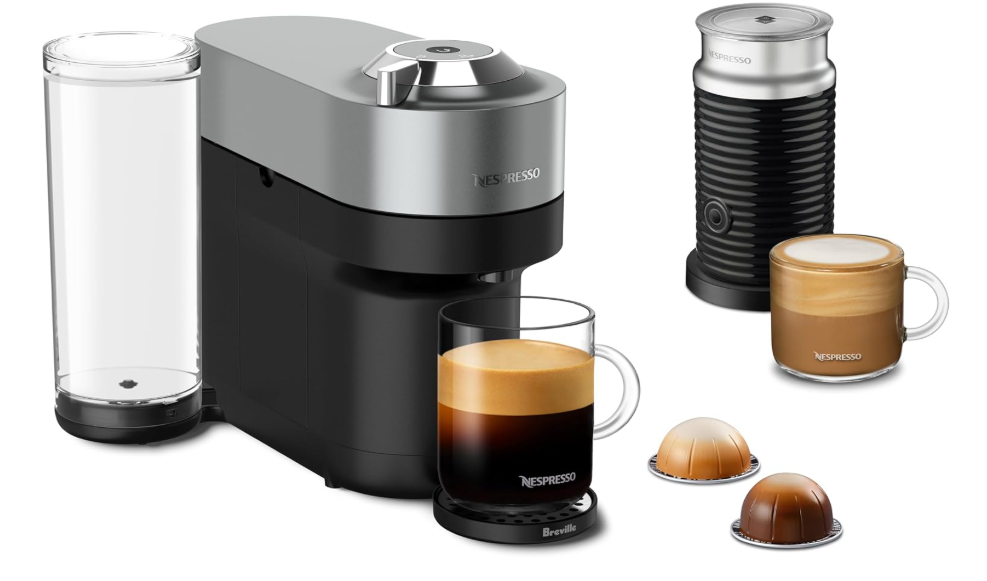 Nespresso Vertuo Pop+ Deluxe Coffee and Espresso Maker by Breville with Milk Frother, Titan 