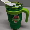 REDUCE 14 Oz Coldee Kids Tumbler with Lid and Straw - Coldee Insulated Travel Mug - Spill-Proof, Sweatproof Stainless Steel, BPA-Free - Includes Handle, Reusable Silicone Straw - Clover Green
