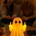 Auetrcls Middle Finger Ghost Figurines LED Lamp - Glowing Halloween Decorations Indoor Spooky Home Office Desk House Decor - Gag Prank Gifts