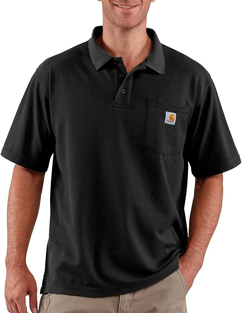 Carhartt Mens Loose Fit Midweight Short-Sleeve Pocket Polo (3X-Large, Black)