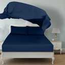 Royale Linens 2 Pack Bulk Flat Sheet Set - Top Sheets - Soft 1800 Microfiber - Wrinkle & Stain Resistant - for Hotel, Massage Table, Hospital, Dorm - King Flat Sheet Sold Separately (King, Navy)