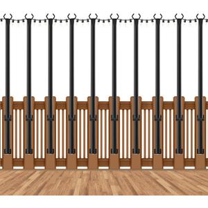 AHRLHR 10 Pack String Light Poles for Deck,5 Ft String Light Poles for Outside with Fixing Clips,Metal Poles for Outdoor String Lights, Hanging Light Poles for Fence Garden Backyard Wall Bistro