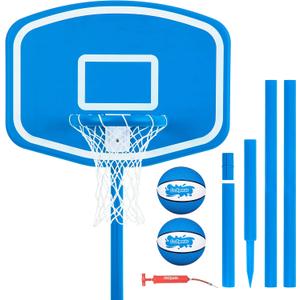 GoSports Splash Hoop UP Above Ground Pool Hoop Basketball Game with 2 Pool Basketballs and Pump
