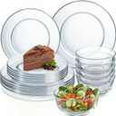 Havawish 18 Pcs Glass Dinnerware Set Sleek Round Clear Glass Plate and Bowl Sets for Dessert, Salad, Fruit, Dishwasher, Microwave Safe Kitchen Dining