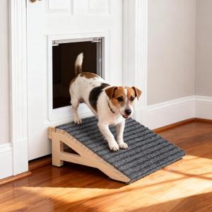 1-Pack Dog Stairs Ramp for Small & Aged Dogs - Wooden Anti-Slip Pet Steps, Low-Angled Dog Assist Ramp for Indoor & Outdoor, Slant Board Calf Stretcher & Office Footrest, Patio/Home/Office 3-in-1 Use