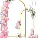 HEMMOTOP Metal Arch Backdrop Stand Set of 2 (7.2ft + 6ft), Wedding Arch Frame, Stable Background Stand with Square Base Ground Nails, for Birthday Party Baby Shower Garland Decoration, Gold