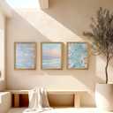 Framed Blue Ocean Wall Art Coastal Surf Poster Beach Vacation Picture Wall Decor Abstract Beach People Surfing Painting Seashore Canvas Print Artwork for Living Room Bedroom Apartment Decoration
