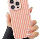 2 x Compatible with iPhone 14 Pro Case Cute Aesthetic Striped Phone Case for Girls Women,Soft Silicone Shockproof Protective Designed for iPhone 14 Pro Case -Pink