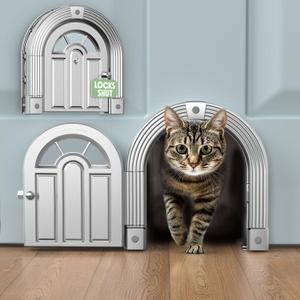 Purrfect Portal Meow Manor Cat Door Interior Door - No-Flap, Fits Cats Up to 20 lbs, Easy DIY Setup, No Training Needed (Paper White)