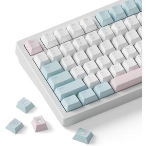 Dokodoko Rainy Pig Keycaps - PBT Cherry Profile, Dye-Sub, 168 Keys, Cute Minimalist Pastel Set for Mechanical Keyboards