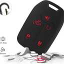 Key Fob Cover fit for GMC Sierra for Chevy Silverado 1500 2500 2500HD 3500 3500HD 2019 2020 2021 2022-2024, Soft Silicone Key Case with Keychain(Pink Button & Red Button)
