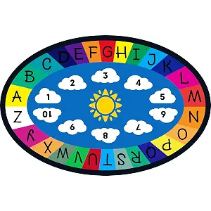 Genki - Classroom Rug for Kids - Education Classroom Carpet for Children - Colorful Seating Area - Large Elementary Classroom Rugs - Kids Seating for School Playroom | Oval 9'9"x6'6"