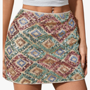 MakeMeChic Women's Sparkly Sequin Mini Skirt Y2k Low Rise Glitter Rave Micro Skirt with Shorts Underneath Multicolor X-Small