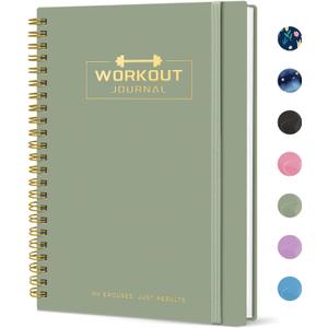Fitness Workout Journal for Women & Men, A5(5.5" x 8.2") Workout Log Book Planner for Tracking, Progress, and Achieving Your Wellness Goals - Green