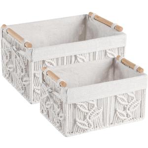 HOSROOME Storage Baskets for Shelves Organizing Gift Basket Empty Woven Baskets for Closet Boho Decor Basket for Bathroom Living Room Bedroom,White HOSROOME Storage Baskets for Shelves Organizing Gift Basket Empty Woven Baskets for Closet Boho Decor Basket for Bathroom Living Room Bedroom,White