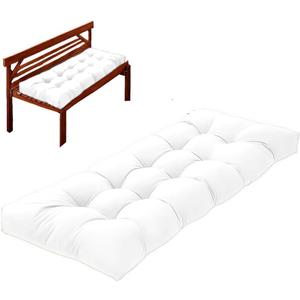 Bench Cushion, Patio Furniture Cushions with Ties, Soft Bench Cushions for Indoor/Outdoor Furniture Kitchen&Dining (White, 35 * 19.7in)