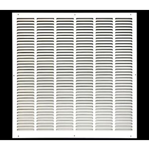 HVAC Premium 28'' x 32'' [Duct Opening] Flat Stamped Steel Return Air Grille - Sidewall and Ceiling - HVAC Vent Duct Cover - White [Outer Dimensions: 29.75''w X 33.75''h]