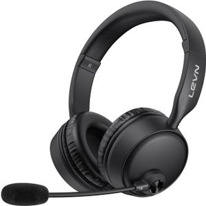 LEVN Bluetooth Headset with Mic & Mute Button, 60 Hrs Noise Cancelling Wireless Headset with Multipoint Connect to Cell Phone/Tablet/PC/Laptop