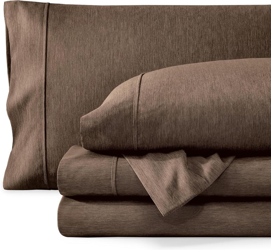 Bare Home Queen Sheet Set - Luxury 1800 Ultra-Soft Microfiber Double Brushed - Deep Pockets - Easy Fit - 4 Piece Set - Bedding Sheets & Pillowcases (Queen, Heathered Taupe)