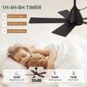 42 Inch Ceiling Fan with Light, Black Ceiling Fans with Lights and Remote/APP, 3CCT, Noiseless DC Motor, Waterproof Plug in Ceiling Fan for Bedroom, Living Room, Patio, Indoor/Outdoor Use