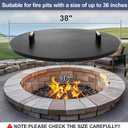 1MORE Fire Pit Lid Round 38" - Metal Firepits Cover with Wooden Handles for Patio Firepits,Rust Resistant 1.5mm Fire Pits Metal Lid, Firepits Accessory, Fire Pits Cover Round, All-season Protective