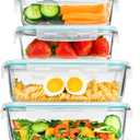 LOVYANXUE 4 Pack [78 oz & 36 oz] Large Glass Food Storage Containers with Lids, Glass Meal Prep Containers Set with Airtight Lids  BPA Free, Ideal for Food Storing/Serving, Microwave/Oven Safe
