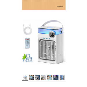 Portable Air Conditioner with Remote Control,1200ml Evaporative USB Mini Air Cooler Conditioner RGB 8 LEDs, 3 Speed 3 Spray Mode,2-8H Timer Small Portable Ac Unit for Home Bedroom,Pearl White