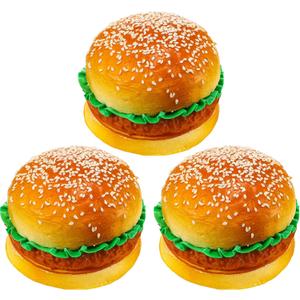3 Pcs Artificial Hamburgers Realistic Fake Food Bread Model Photography Prop for Kitchen Food Fake Display Home Kitchen Party Decoration