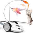 3 x Interactive Cat Toys for Indoor Cats - Smart Moving Electric Mouse with Remote Control, Feather Tail, and Rechargeable Battery - Automatic Play for Bored Kittens & Adult Cats & Daily Exercise