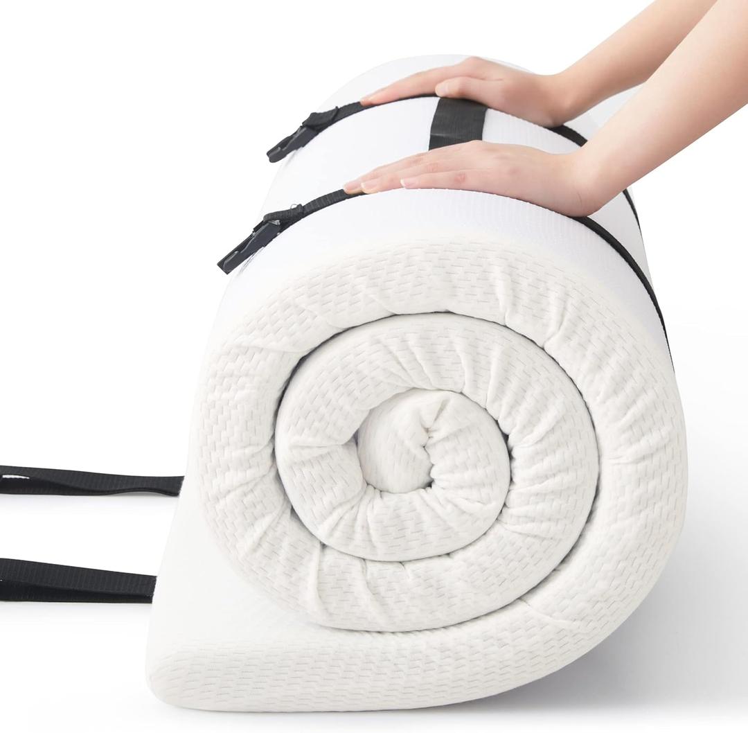 2Inch Cot Mattress Topper,Narrow Twin Foam Mattress for Camping Cot,Sofa Bed,Pull Out Chair Cushion,Portable,Roll Up Surpportive Sleep Pad(75" x 30")