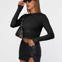 Trendy Queen Womens Long Sleeve T Shirts Fall Fashion 2026 Basic Crop Tops Going Out Outfits Y2k Clothes (Black, S)