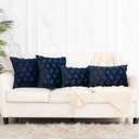 Dark Blue Throw Pillow Covers 20x20 Set of 2 Decorative Farmhouse Couch Throw Pillows Boho Shells Cute Soft Plush Wool Winter Pillowcases for Bedroom Living Room Sofa