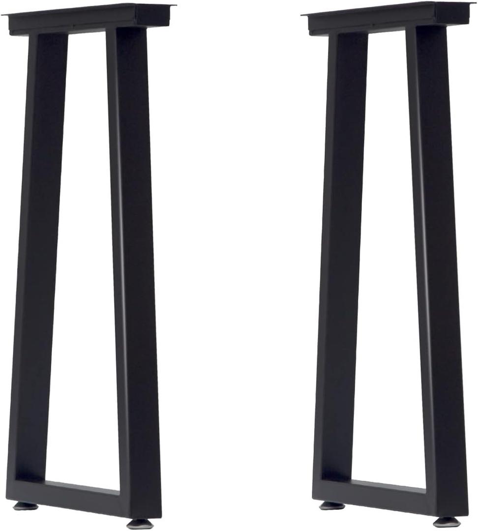Taelakeni 28 Inch Metal Table Desk Legs, Heavy Duty Industrial Style Dinning Table Leg with Adjustment Feet Pads, Trapezoid
