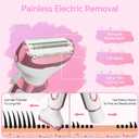Women's Electric Razor Bikini Trimmer, 4-in-1 Cordless Shaver for Face, Legs, Underarms, Pubic Hair Wet/Dry Use, Painless Hair Removal
