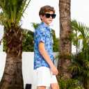 Weecreeture Boy's Button Down Hawaiian Shirt Short Sleeve, Kids Summer Beach Hawaiian Shirts for Boys for 4-14 Years