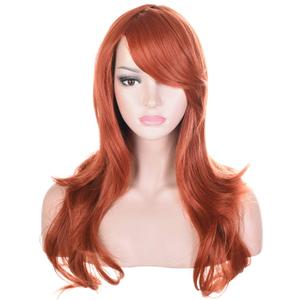 morvally 23" Long Wig Big Wavy Heat Resistant Synthetic Straight Hair with Bangs for Cosplay Costume Halloween Party (Auburn) (Auburn)