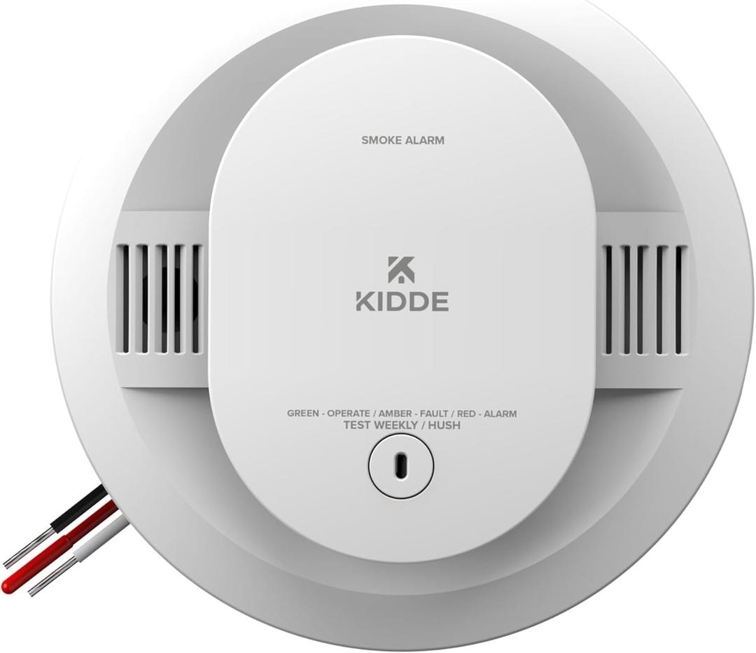 Kidde Smoke Detector, Hardwired with AA Battery Backup, Interconnectable, LED Warning Lights, 85 dB Alarm, 5-inches