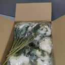 Artificial Mum Flowers 12 Bundles Silk Chrysanthemum Flowers Fake Roses with Eucalyptus, Realistic Faux Peonies for Vase Arrangement, Home Decor, Wedding Table Centerpiece - White