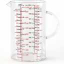 77L Glass Measuring Cup, [Double-Sided Measuring Scale, Insulated handle, V-Shaped Spout], High Borosilicate Glass Measuring Cup for Kitchen or Restaurant, Easy To Read, 1000 ML (1 Liter, 4 Cup)