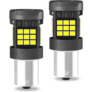 Erato Upgraded 1156 LED Bulbs 13.5V 36PCS GC2835 Chip Build in CANBUS 6500K Diamond White 3000 Lumens Super Bright with Fan Replacement for Tail Light Stop Lights Backup Turn Rear Fog Lamp Pack of 2