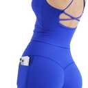 SUUKSESS Women 2 Piece Workout Sets Padded Tank Tops Tummy Control Leggings Gym Outfits (Blue, XL)