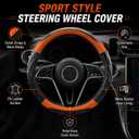 Couslcd 14.5-15 Inch Leather Steering Wheel Cover with Soft Padded Lining, Anti-Slip Comfort Grip, Universal Steering Wheel Protector for Most Cars, SUVs, Trucks (Orange)