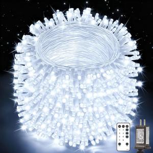 Christmas Lights String Outdoor Indoor, Xmas Tree Decorations Lights, Plug in Twinkle Fairy Light with Remote Timer Dimmable for Room Yard Holiday Party Wedding Decor (Cold White, 403FT 1200 LED)